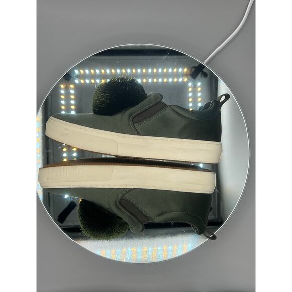 TORY BURCH Pom Pom Satin Platform Sneaker In Green - Daphne Style - Picture 7 of 13